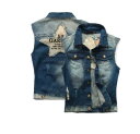 M-5XL/大きいサイズ ベスト メンズ 紳士服 デニムベスト ノースリーブ 春夏 ヒップホップ ヒグ クラッシュ ダメージ 加工 ジャケット カジュアル服 ス...