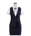2色ベスト レディース 通勤オフィス 入学式に七五三 OL 大きいサイズ トップス 制服 事務服 フォーマル ビジネス 細身 大きいサイズ S-XXXL 縦縞 ブラック ネイビー