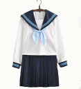 3点セット/S/M/L/XL/セーラー服/長袖/制服/学生/ ユニフォーム JK系 スカート+上着+蝶ネクタイ 上下セット シャツ フリルスカート パーティグッ...
