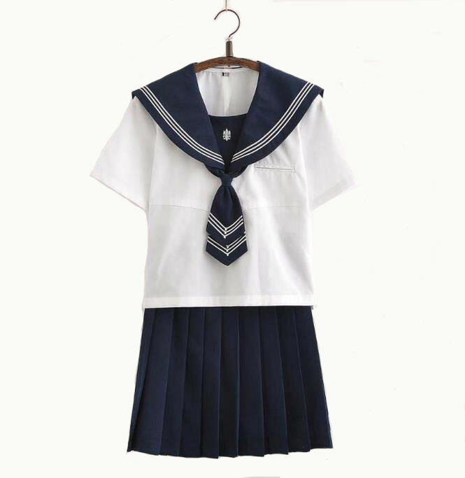 3点セット/S/M/L/XL/セーラー服/短袖/制服/学生/　ユニフォーム JK系　スカート＋上着＋蝶ネクタイ　上下セット　シャツ フリルスカー..