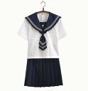 3点セット/S/M/L/XL/セーラー服/短袖/制服/学生/　ユニフォーム JK系　スカート＋上着＋蝶ネクタイ　上下セット　シャツ フリルスカート　パーティグッズ 卒業式 入学式　コスチューム 衣装