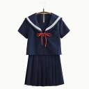 3点セット/S/M/L/XL/セーラー服/短袖/制服/学生/　ユニフォーム JK系　スカート＋上着＋蝶ネクタイ　上下セット　シャツ フリルスカー..