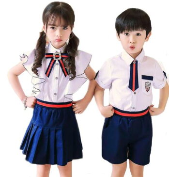 100-170/欧米風/女の子/短袖/スカート/男の子/スーツ/ フォーマル　子供　ジュニア 制服　七五三 卒園式 入園式　記念日　撮影　イベント　幼稚園制服　半袖シャツ/ハーフパンツ　短袖シャツ