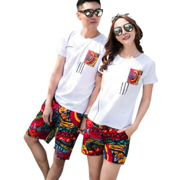 3着送料無料!親子お揃い カップル 上下セット 短袖Tシャツ メンズ レディース Tシャツ ハート柄 ユニセックス おそろい親子服 兄弟 姉妹 ビーチ ペアルック 親子 ペアTシャツ 出産祝い 誕生日プレゼント 子供と親子お揃い服を!セットアップ パンツ 子供 キッズ