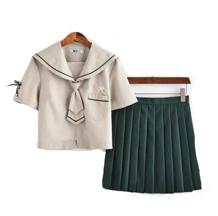 3点セット/S/M/L/XL/セーラー服/短袖/制服/学生/ ユニフォーム JK系 スカート+上着+蝶ネクタイ 上下セット シャツ フリルスカート パーティグッズ 卒業式 入学式 コスチューム 衣装