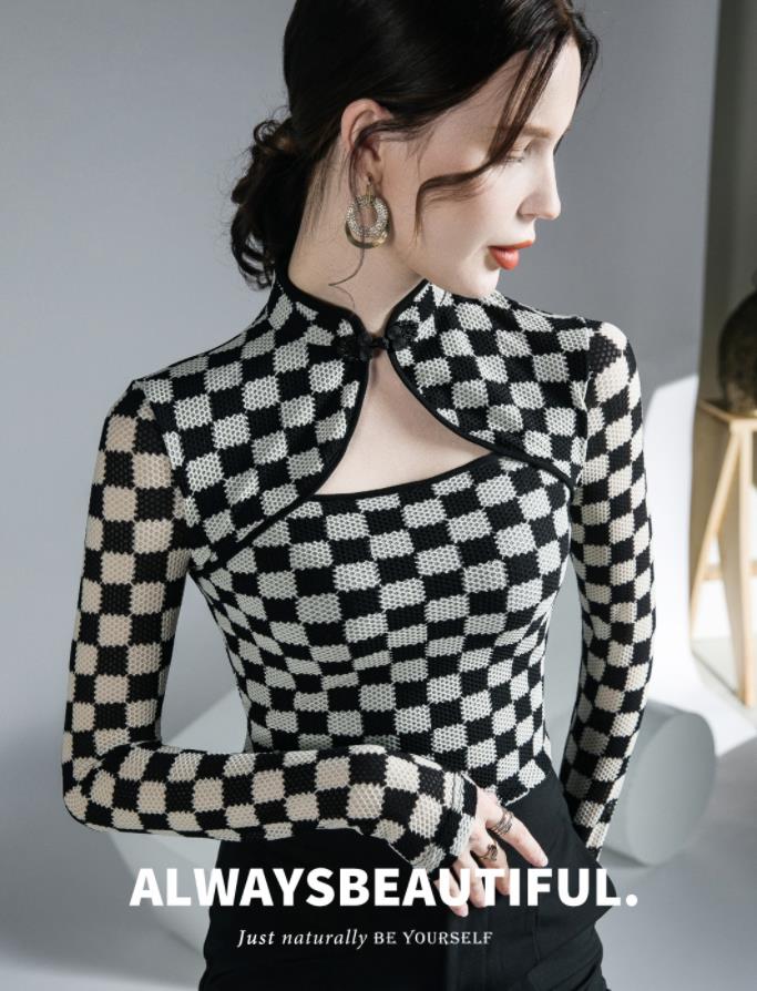 2022新作 レディース/Tシャツ/ベアトップ/タートルネック/細身/胸開き/ 胸開き/丸首/ナイトクラブ服/ストレッチ/胸元/セクシー/解禁シャツ/ゆったり/大きくサイズ長袖 秋物 冬物