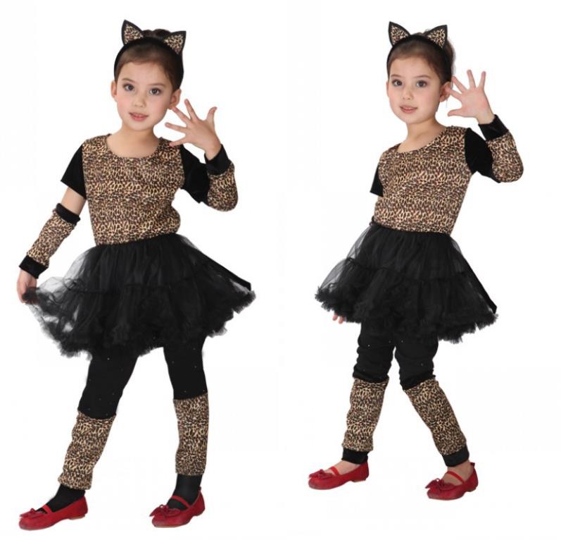 /M/L/XL/4点セット/女の子/子供 祭り衣装　ハロワイン　カボチャ　魔女 ウィッチ 悪魔 小悪魔　コスプレ　仮装 　女の子　ワンピース 子ども　キッズダンス　演出　発表会　ワンピース＋髪飾り＋手飾り＋靴飾り　猫女