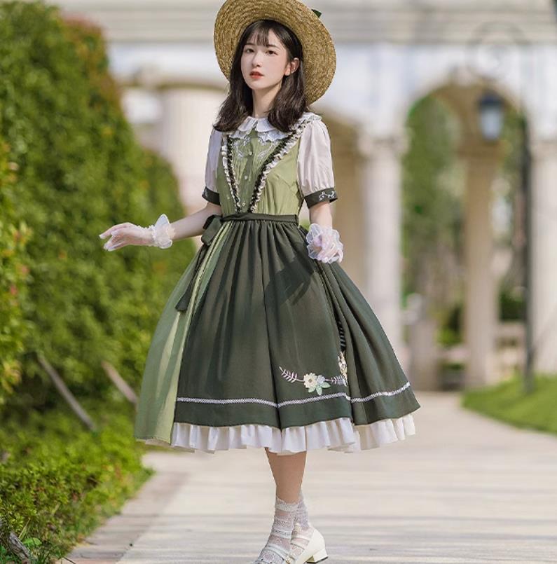 LOLITA ロリータ /ワンピース　JSK OP ゴスロリ コスプレ メイド服 コスチューム 文化祭 学園祭 衣装 仮装 ハロウィン おすすめ 可愛い ドレス　日常　写真　舞台　花嫁　洋服　ハロウィーン　人形ドレス ティアードスカートのサムネイル