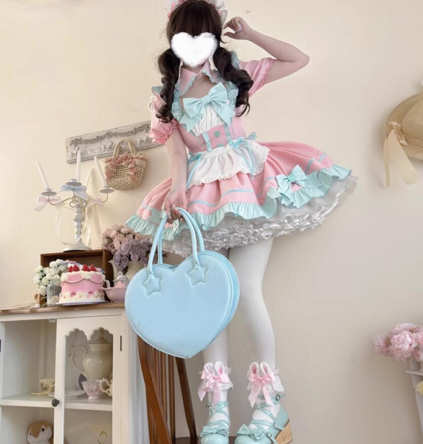 LOLITA ロリータ 3点セット/浴衣 和風 ゴスロリ コスプレ メイド服 コスチューム 文化祭 学園祭 衣装 仮装 ハロウィン おすすめ 可愛い 長袖 ドレ...