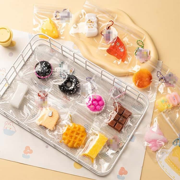 9個セット ミニスクイーズ キーホルダー バッグチャーム 食べ物 スクイーズキーホ...