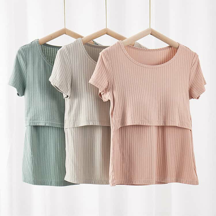 マタニティ Tシャツ 半袖 授乳口付き 授乳しやすい カットソー トップス 産前 産後...