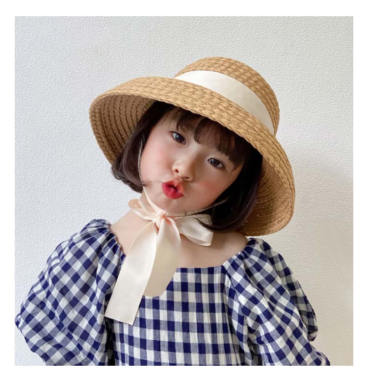 つば広 旅行 赤ちゃん キッズ 麦わら帽子 女の子 52cm 可愛い リボン レース 子供 ...