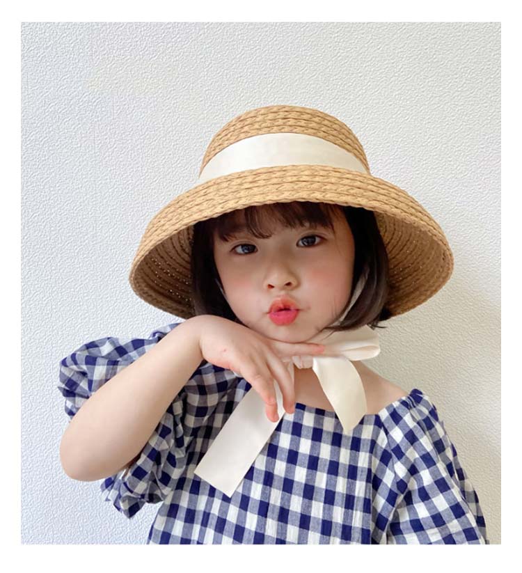 つば広 旅行 赤ちゃん キッズ 麦わら帽子 女の子 52cm 可愛い リボン レース 子供 ...