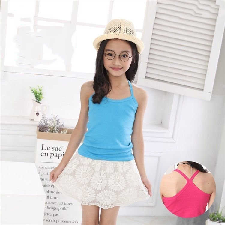 キャミソール キッズ 子供服 ベビー ジュニア トップス Y字バック ラウンドネック シンプル 無地 カジ..