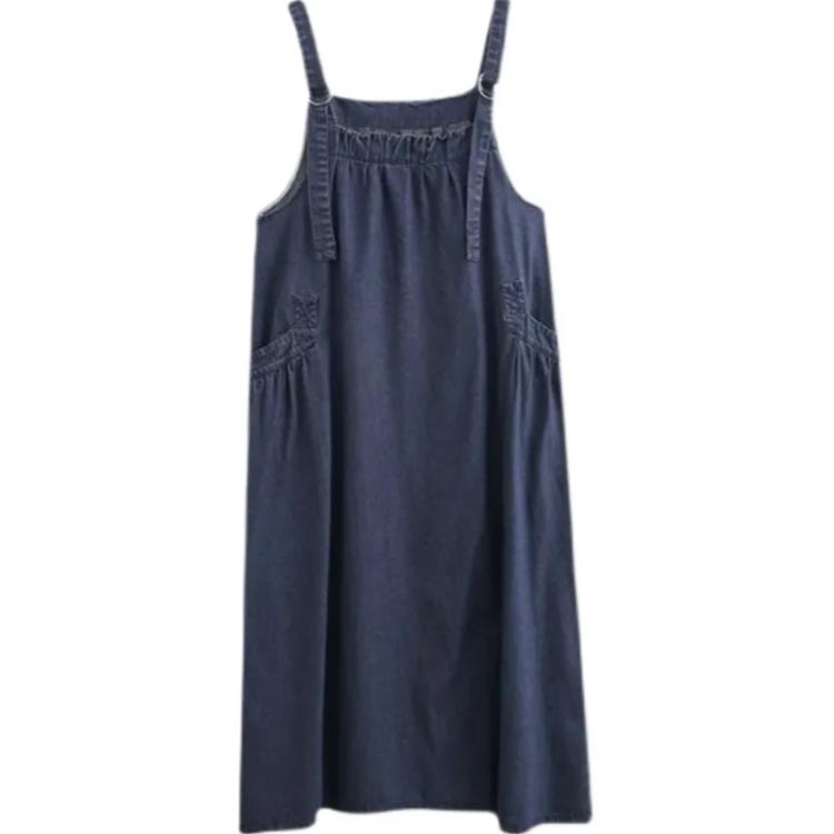 デニム サロペット デニムワンピース 大きいサイズ Aライン ポケット付き ジャンスカー 夏 オーバーオール マキシワンピース 春 ジャンパースカート ワンピ オールインワン 体型カバー ゆったり ロングワンピ ロング