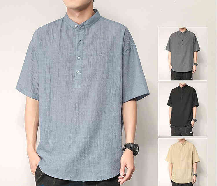 Rakuten - Tシャツ メンズ 夏物 Tシャツ 麻 半袖 Tシャツ トップス tシャツ メンズ リネンシャツ シャツ カジュアル トップス 無地 夏服 新作