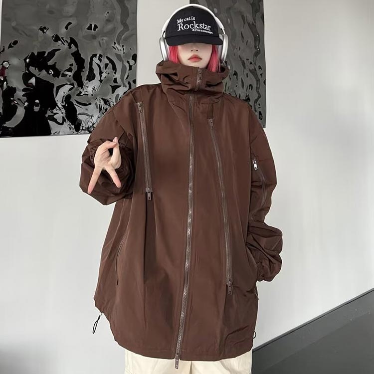 アウトドア レディース 春秋 フード付き マウンテンパーカー メンズ アウター 大きいサイズ オーバーサイズ 防寒 防風 男女兼用 マウンテンパーカー 軽量 無地 ウインドブレーカー スポーツ キャンプ 釣り 登山 バイク mina-shop-10005720 minashop サンプル画像3