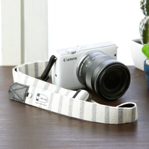 Canon M100 M200 KissM 対応 カメラストラップ　/取付テープ 8mm幅 【フリータイプ】/ナチュラルベーシックボーダー