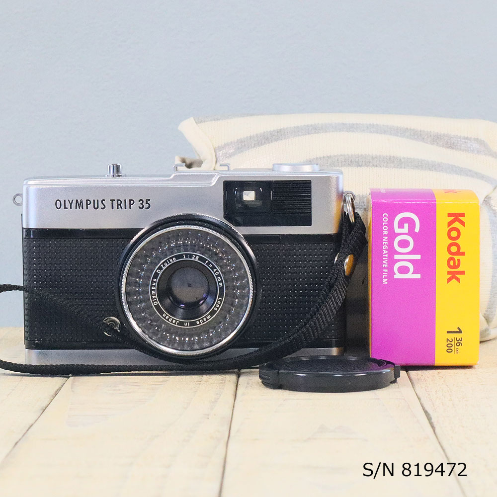 【整備済】【保証付 】 オリンパス OLYMPUS TRIP 35 S/N 819472 ケース・フイルム付セット フィルムカメラ フイルムカメラ 【中古】