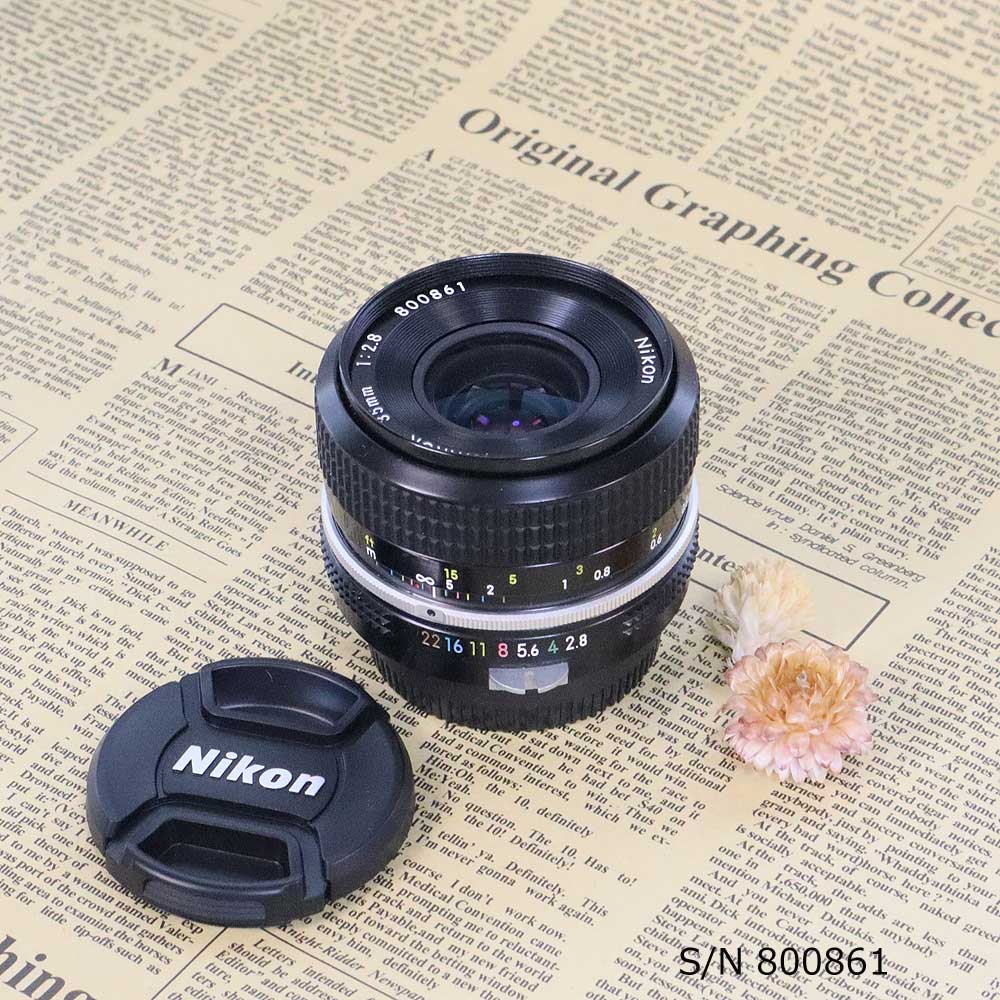 【保証付 】【中古】 オールドレンズ Nikon NIKKOR 35mm f2.8 ニコン Fマウント S/N 800861 (ポーチ付)