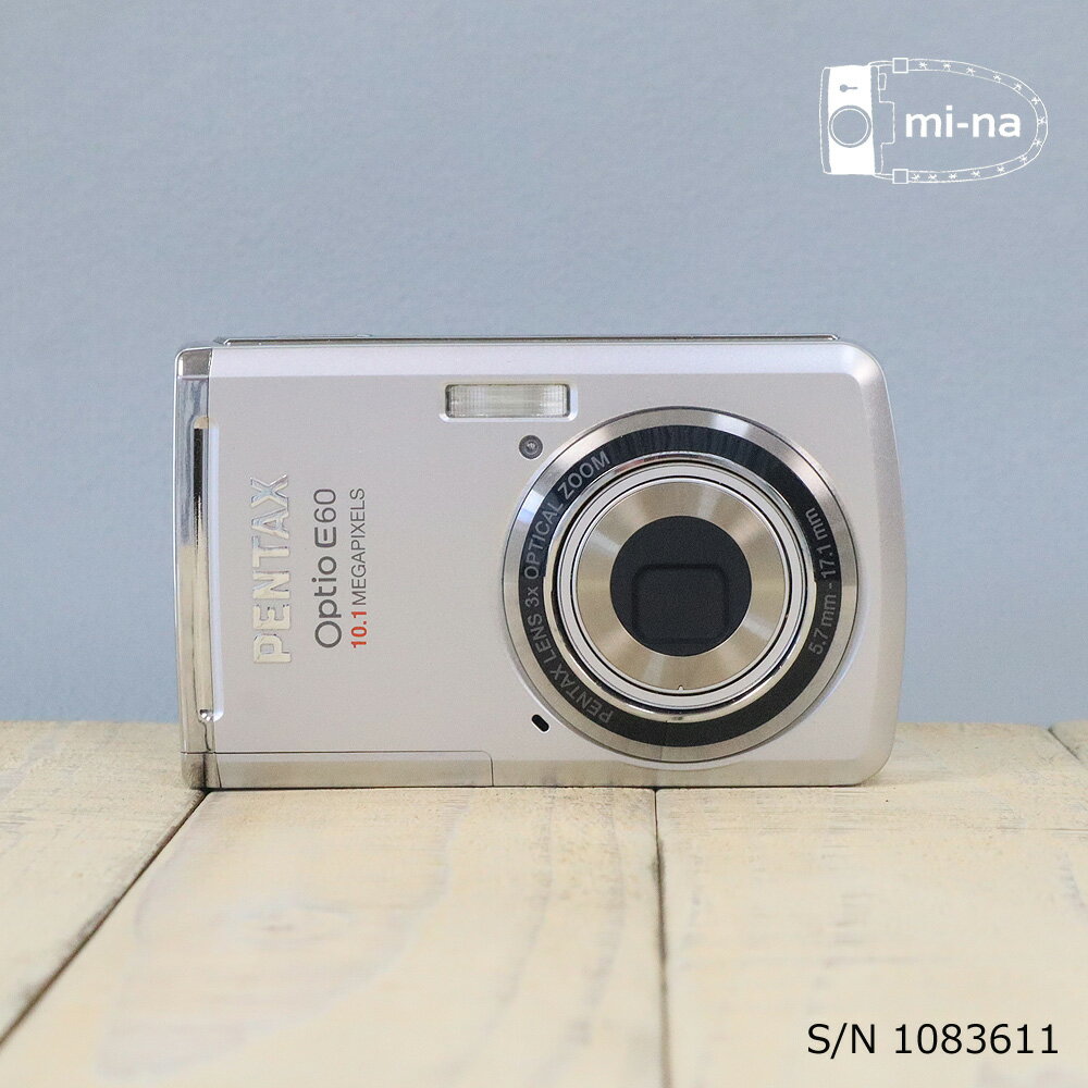 楽天ミーナ【中古】[作動確認済　返品保証] 　PENTAX Optio E60 S/N 1083611　デジタルカメラ CCDカメラ オールドデジカメ オールドコンデジ