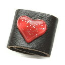 【同梱専用】カメラピアス レッドラメハート 茶レザー 【ネコポスOK/送料250円】