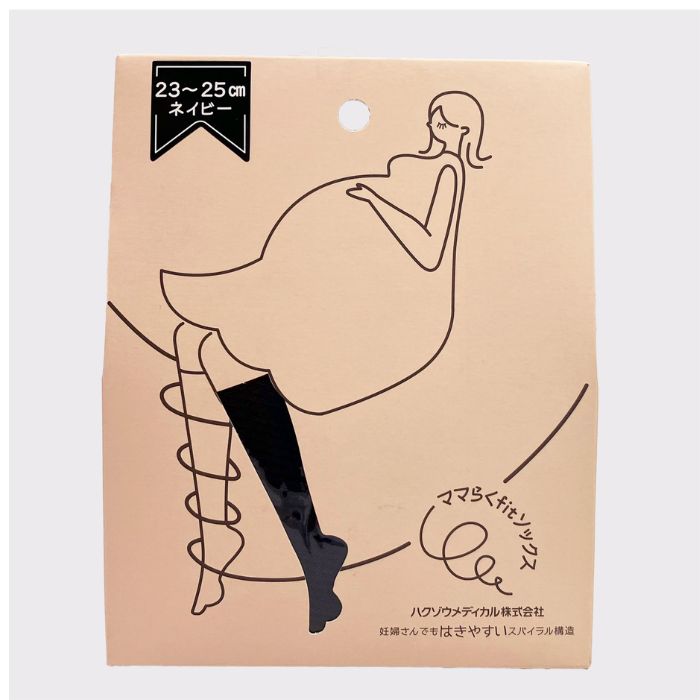 【一般医療機器】ママらくfitソックス ネイビー 23-25cm 1足