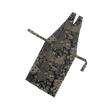 【和つう】きものエプロン ひざ掛け 前掛け 和柄 かわいい お食事ナプキン 食事の汚れを安心ガード 専用ポーチ入り ネコポスOK(94.黒地に梅幸茶色の切嵌(きりばめ)風和柄尽くし)