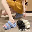 レディース 厚底サンダル 軽量 サンダル オープントゥ ミュール 脚長効果 靴 砂浜 ビーチサンダル 7cmヒール 身長アップ 光沢感 夏 サンダル厚底 アウト...