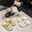 レディース 厚底サンダル 軽量 サンダル オープントゥ ミュール 脚長効果 靴 砂浜 ビーチサンダル 身長アップ 夏 サンダル厚底 アウトドア おしゃれ カジュ...