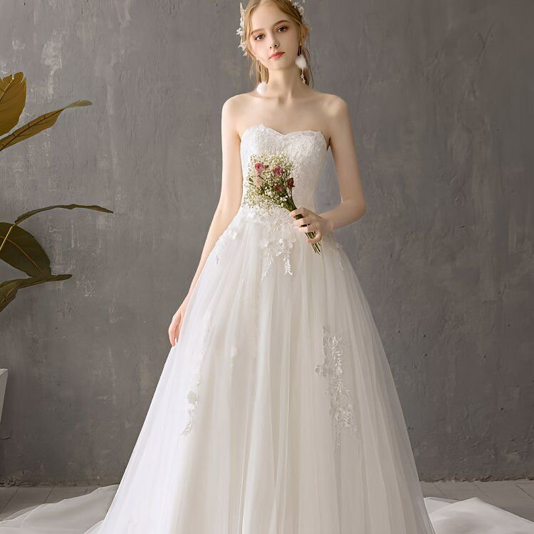 ウェディングドレス 白 ウエディングドレス Aライン 前撮り ドレス 二次会ドレス 花嫁ドレス パーティードレス ナチュラル 披露宴 ロング 結婚式ドレス 白 結婚式 ロングドレス 演奏会 ブライダル パーティ 海外挙式 発表会 ウエディングドレス