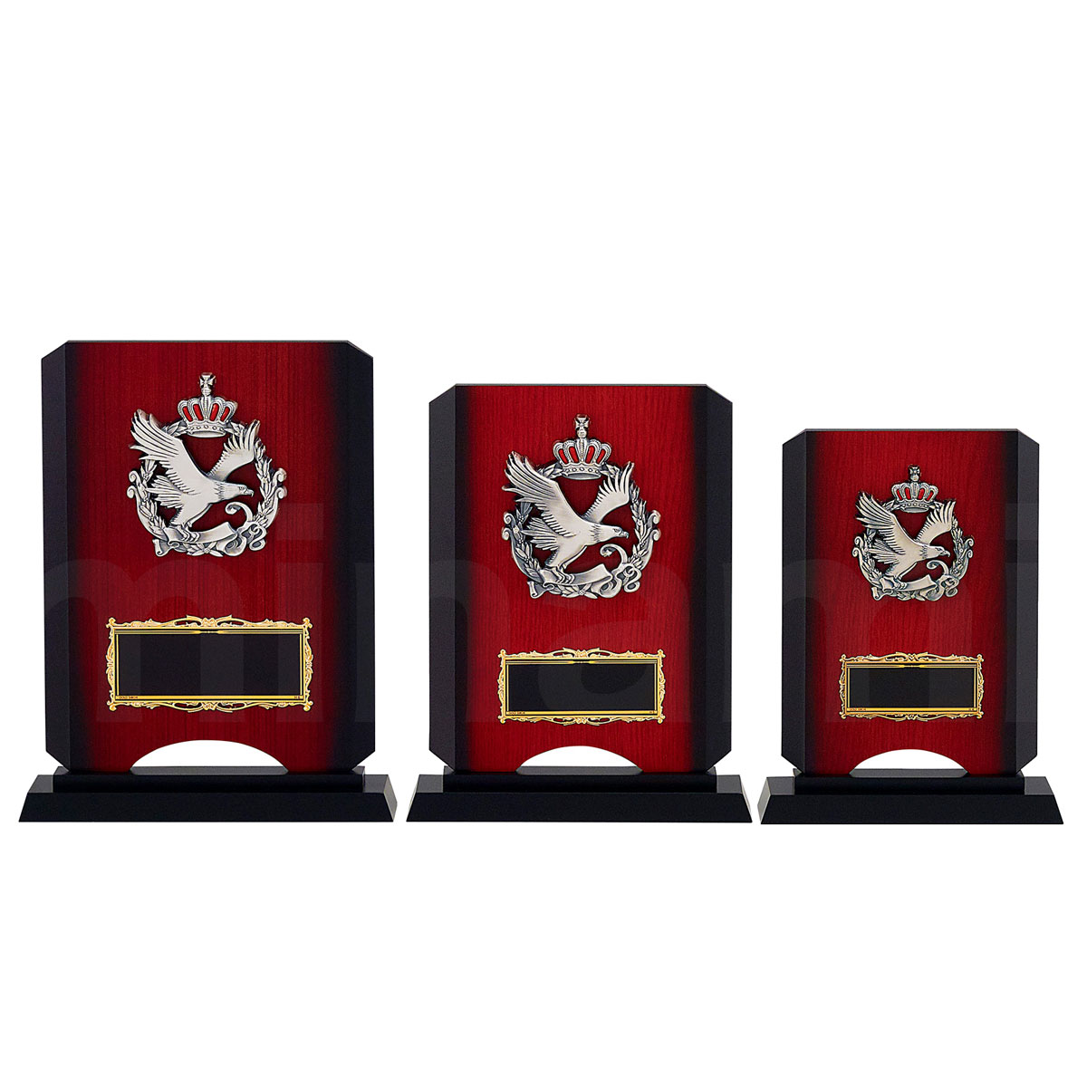 表彰楯 ワシ王冠 K5201 木製圧縮材 金属レリーフ 【化粧箱入り】【レーザー彫刻名入れ無料】 南九州トロフィー