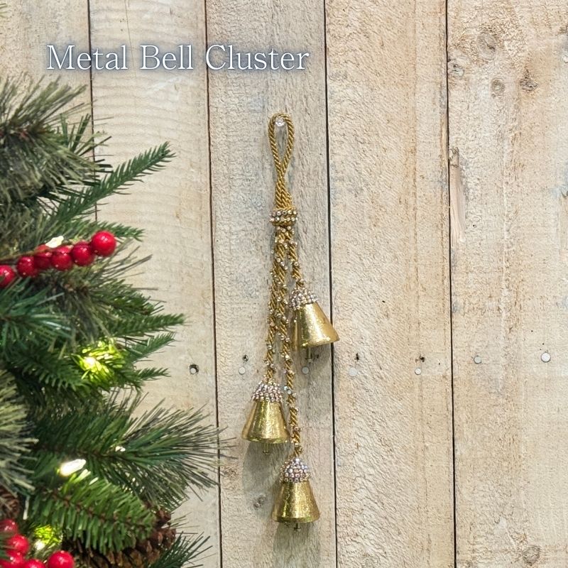 インド製 メタルベル クラスター ゴールド｜ハンドメイド クリスマスオーナメント 吊り下げ装飾