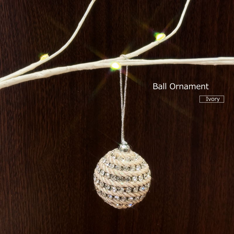 クリスマスボールオーナメント　インドミニボール アイボリー