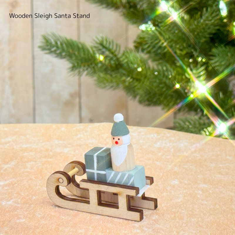 【木製クリスマス置物】北欧風ソリとサンタクロース インテリア雑貨｜ナチュラルカラーでおしゃれな冬..