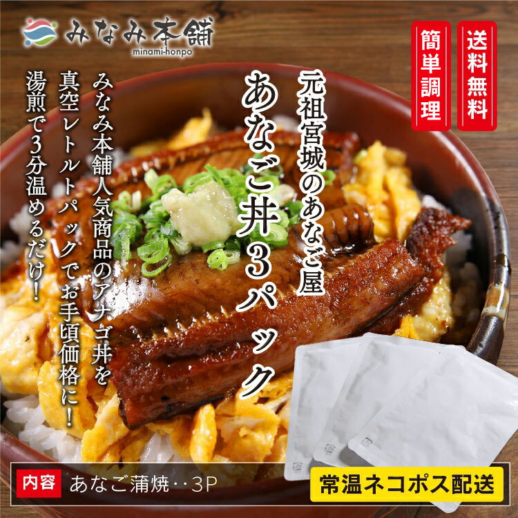 送料無料 ネコポス配送 元祖宮城のあなご屋の 国産あなご丼3点セット アナゴ 穴子 お試し 2