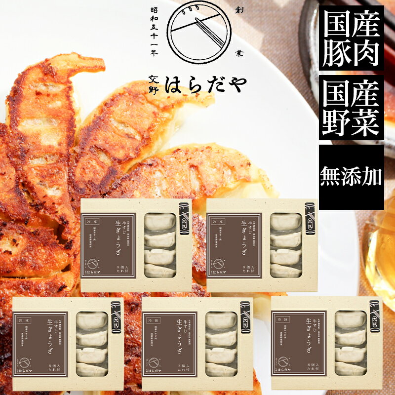 交野はらだや 牛すじ生ぎょうざ40個 (牛すじ8個入5箱) 無添加 国産素材 ギフト のし対応可