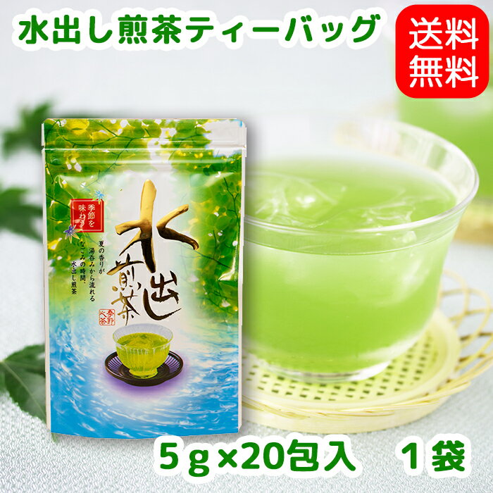 【送料無料】お湯でもOK 一年中冷たい緑茶ティーバッグ水出し煎茶5gx20個お茶 日本茶 緑茶 深蒸し茶 静岡茶 川根茶 冷茶 水出し茶 やぶきた