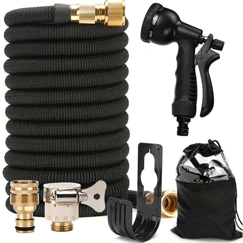 庭 ホース 伸縮ホース 5m~15m 洗車 水やり 庭の掃除などに大活躍 伸びるホース 園芸用ホース 8種類水形調節可能