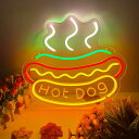 Hot Dogネオンサイン LEDネオンライト 壁掛け ネオン看板 ホットドッグ型 インテリア 雰囲気作り 喫茶店 居酒屋 ギフ バー カフェ 喫茶店 USB給...