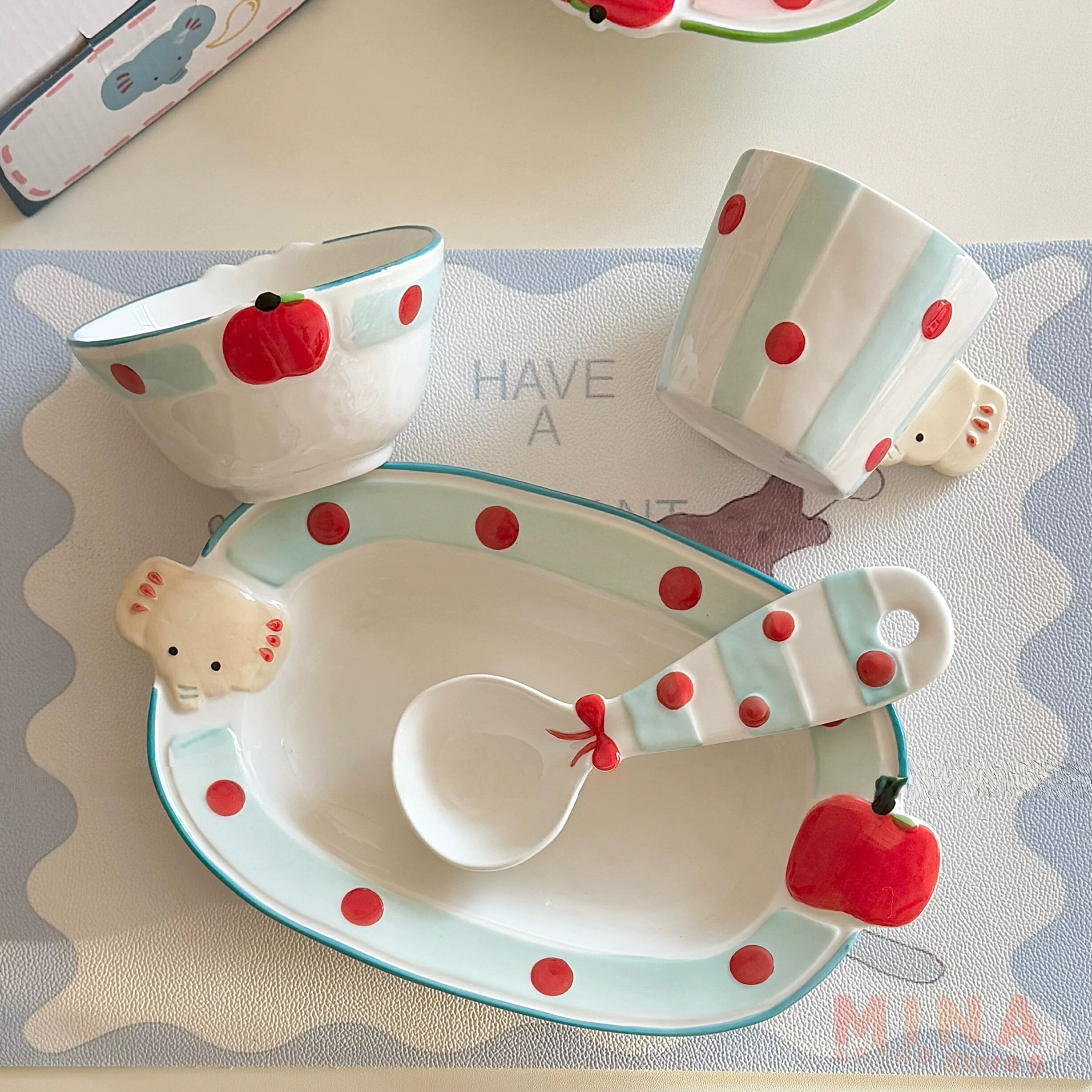 手描き 象柄 食器セット 可愛い 陶磁器 ボウ...の紹介画像3