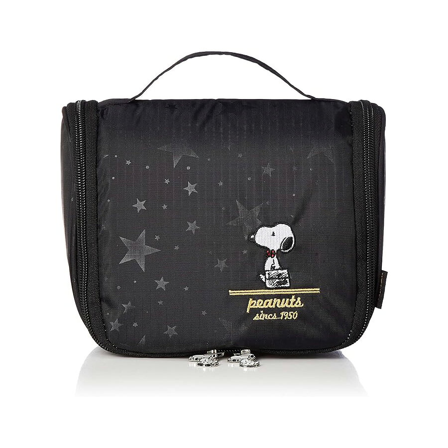 P15倍&10%OFFCP配布！ スヌーピー トラベルポーチ フック付き SNOOPY 刺繍 スター ブラック キャラクター グッズ ブランド デザイン 旅行 アウトドア スポーツ 化粧品 ママ ドライブ 車 小物 ギフト ハピタス シフレ HAP7028 minasyoko-10005198 激安スーツケース専門店ミナショコ サンプル画像2