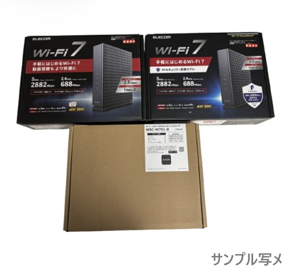 ELECOM Wi-Fi7 2882+688Mbps Wi-Fi 2.5Gルーター WRC-BE36QS-B /WRC-BE36QSD-B/WRC-W701-B/無線LANルーター親機 中古 美品