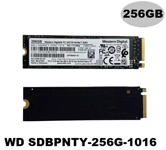 商品情報仕様●メーカー：WD●シリーズ：PC SN730●型番：SDBPNTY-256G-1016●容量：256GB●インタフェス：PCle Gen 3.0×4●フォームファクター：M.2 2280 NVMe●フラッシュ：3D TLC NAND●サイズ：80 mm x 22 mm x 2.38 mm●最大シーケンシャル読込：3150MB/s●最大シーケンシャル書込：2100MB/sパケッジバルク保証内容こちらの製品はメーカーでの保証がないバルク商品となっております。当店での初期不良対応時間は180日です、予めご了承ください。Western Digital製 内蔵SSD PC SN730 SDBPNTY-256G-1016 256GB M.2 2280 PCIe NVMe 3D TLC OEM向けSSD 新品バルク品 Western Digital PC SN730 256G SDBPNTY-256G-1016 5