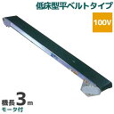 啓文社 手軽な移動用ベルトコンベヤ 軽コン LC-335L (機長3m/100V/低床型平ベルトタイプ/モーター付)