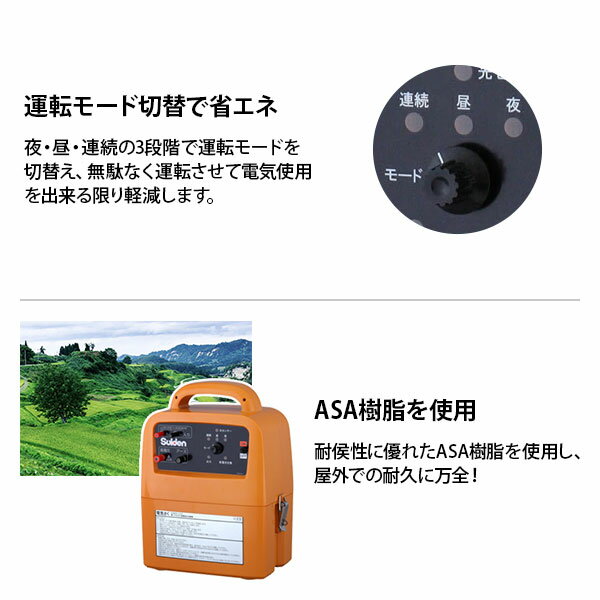 スイデン ソーラー式 電気柵 250m×2段張りセット 戦猪走失 SEF-100-4W (有効距離30...