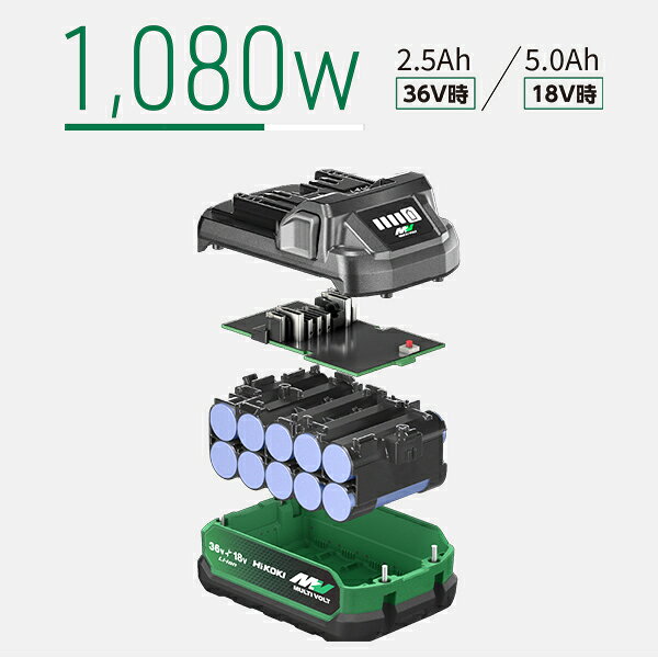 HiKOKI マルチボルトバッテリー 36V 2.5Ah／18V 5.0Ah BSL36A18X 残量表示付き (箱なし) [ハイコーキ リチウムイオンバッテリー 蓄電池 DIY マルチボルトアライアンス 電動工具]