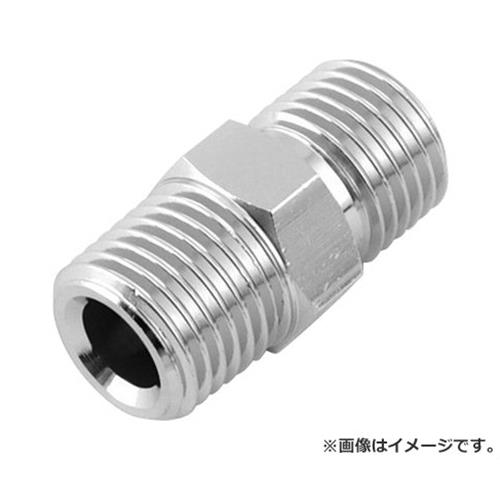 　エアー配管用中間同径ニップルです。 SK11 ニップル 2M×2MF AT-59 4977292443609 エアー配管継手(中間同径ニップル)。 ■特徴 ・同径のホース・管及び機器を同方向に接続します。 ■仕様 ・接続ねじ : おねじR(PT)1/4・おねじG(PF)1/4 ・適用流体 : 空気 ・最高使用圧力 : 1.5MPa ・常用圧力 : 1.0Mpa ・クロームメッキ ・寸法 : 17×17×27mm ・重量 : 0.02kg ・パッケージ寸法 : 45×15×131mm ・パッケージ重量 : 20g ■材質 ・真鍮 ※改良により予告なく形状や仕様が変更になる場合があります。ご了承ください。