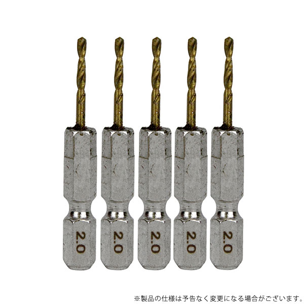 【メール便】SK11 六角軸Tin鉄ドリル 極短 2.0mm 5pcs 4977292318037 [鉄工アクセサリ 六角軸ドリル]