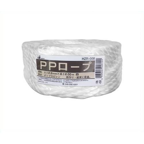 三友産業 PPロープ 白 HZR-008 8X50M 4905663028100 [資材 梱包資材 梱包ロープ]